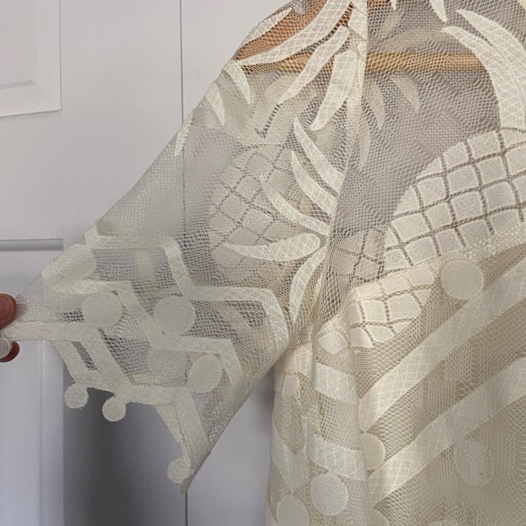 Anthropologie HD in Paris Ivory Lace Pineapple Top - Picture 3 of 12